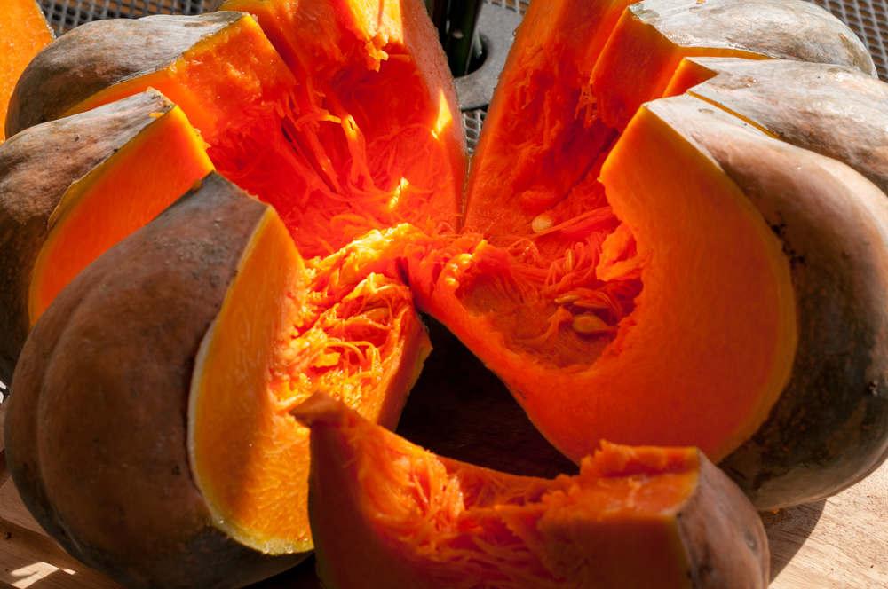 After cutting the pumpkin. It was so such a vibrant orange!