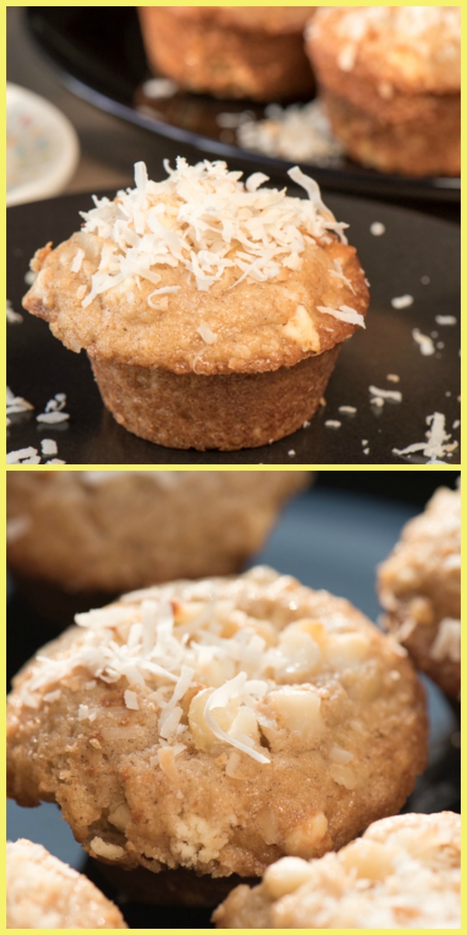 Coconut macadamia nut muffins are perfect anytime -- breakfast, snack or dessert! Not too sweet, easy to make and filling. Make extra to freeze! | The Recipe Wench