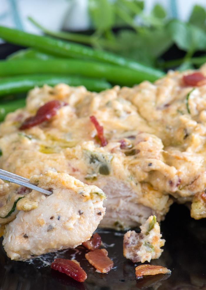 Brace yourself! Low Carb Jalapeno Popper Chicken. All your favorites in one place. And it's easy to make! | The Recipe Wench