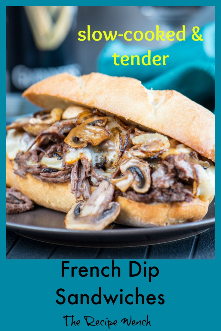 Only a couple minutes to prep this super tender slow cooked chuck roast for French Dip Sandwiches. And the au jus? You'll want to dunk your face in it! | The Recipe Wench