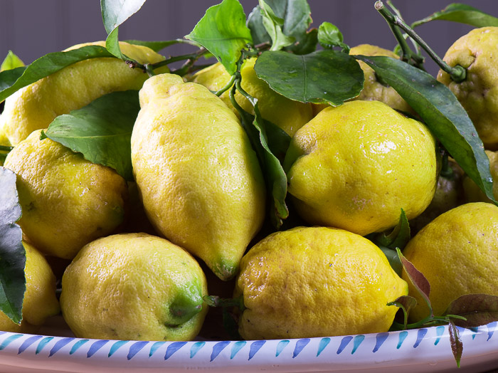 Fresh lemons are used for lemon chicken pasta with asparagus