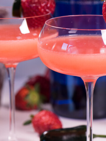 Fresh strawberry martini made with a rich strawberry syrup