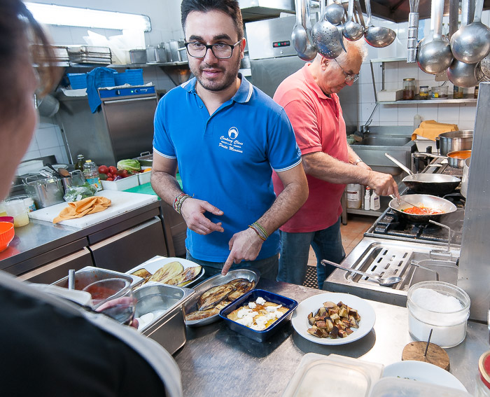 Chef Stefano during our cooking lesson in Taormina Sicily
