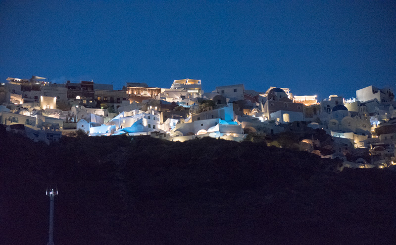 Athens Santorini view of Oia at night